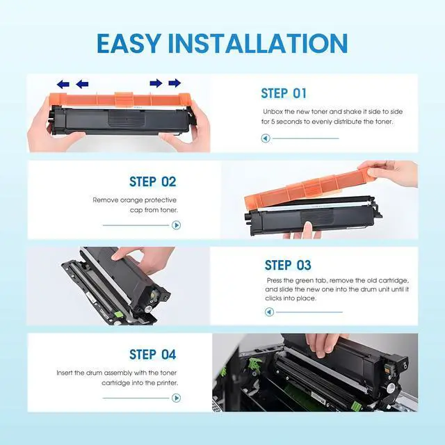 Alt view image 5 of 6 - TN229XL 229XL Toner Cartridges Compatible with Brother TN229 Toner Works for Brother MFC-L3780CDW MFC-L3720CDW HL-L3280CDW MFC-L8395CDW HL-L3300CDW HL-L3220CDW HL-L3295CDW Printer (BK/C/M/Y 4 Pack)