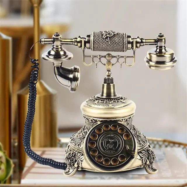 Alt view image 2 of 7 - European Style Rotary Phone, Retro Landline Phone Vintage Telephone Antique Landline Office Telephone Old Fashioned Corded Phone for Home and Office