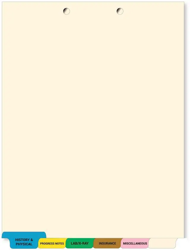 Main image of Stock Medical Chart Dividers, 65 Sets of 6 Popular Healthcare Index Tabs, Bottom Tab, 8-1/2" x 11-3/8", File Folder Organizer for Nursing Patient Charts & Medical Records