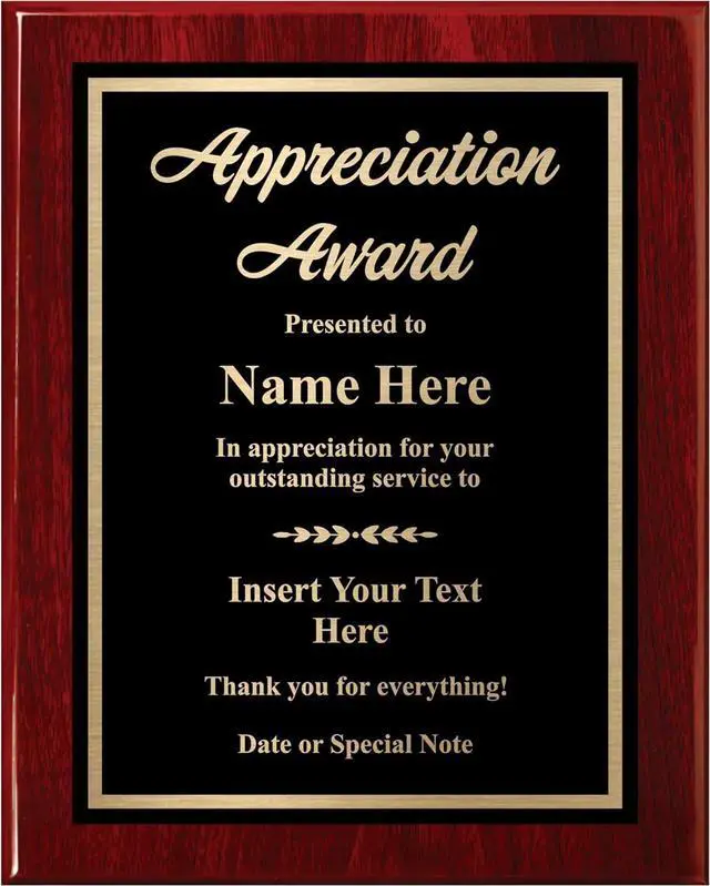 Main image of Custom Engraved Plaque Personalized for Appreciation - Plaques with Custom Engraving - Awards for Employee Recognition - Choose Your Size, Customize Now! (10.5x13)
