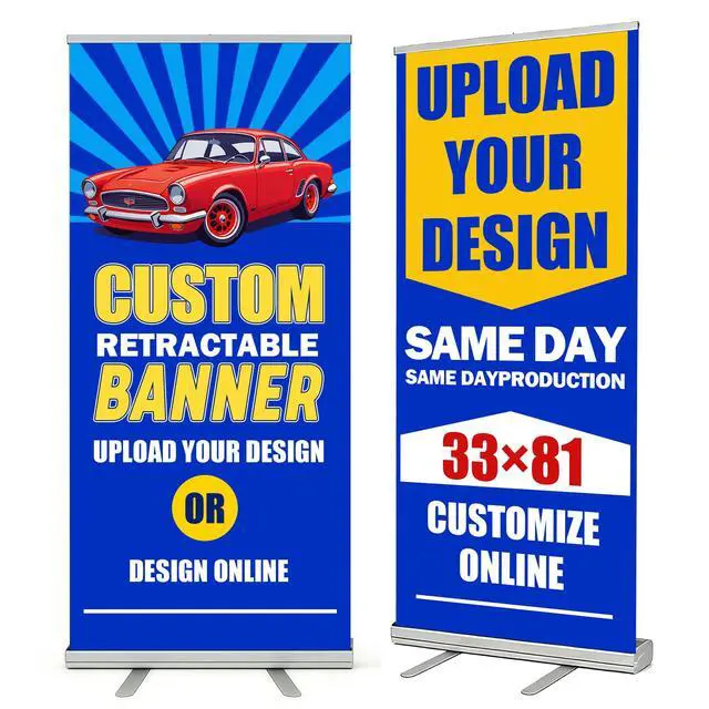 Main image of Custom Retractable Banner with Stand, Personalized banners customize, Full Color Pop Up Banner Sign for Events, Trade Shows, and Business Promotion, Advertising, Family (style 1)