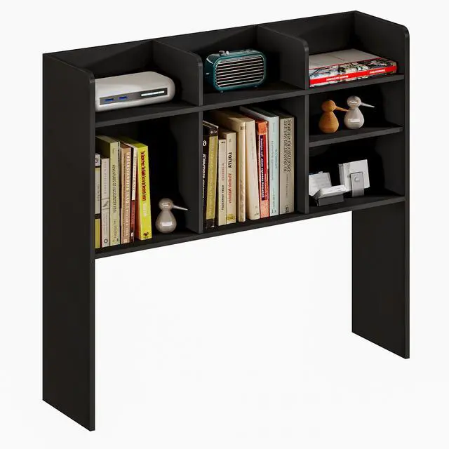 Alt view image 7 of 7 - Desk Hutch Dorm, Desktop Bookshelf with 7 Shelves | Desktop Shelf, Bookshelf Storage for College Dorm Office Home, Black