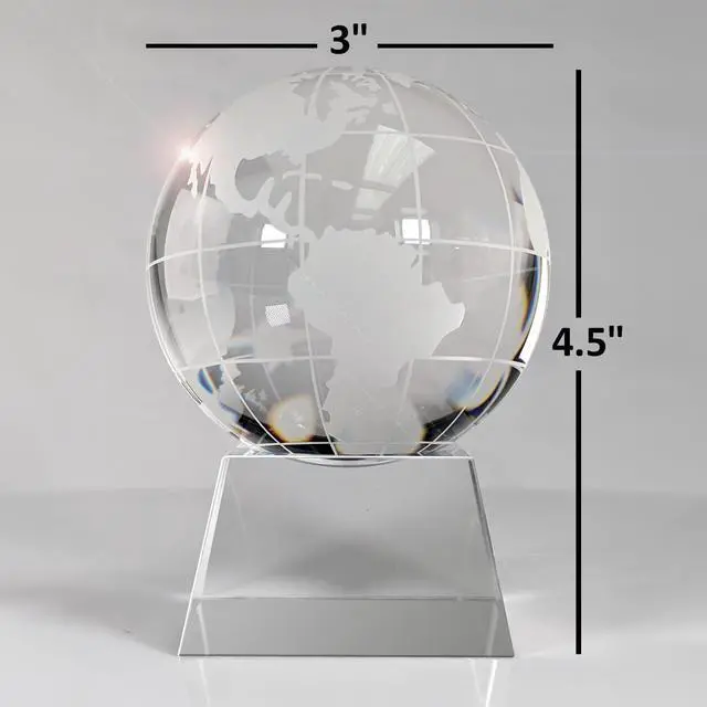 Alt view image 3 of 4 - Personalized Engraved Thank You Award - Laser Engraved Design - Thank You - Add Your Own Text - Includes Gift Box - Thank You Award (Optic Crystal Globe)
