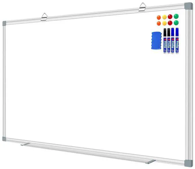 Main image of Dry Erase Board 48 X 36 Inch, 4' X 3' Wall-Mounted White Board with Marker Tray, Presentation Board for Home Office Classroom