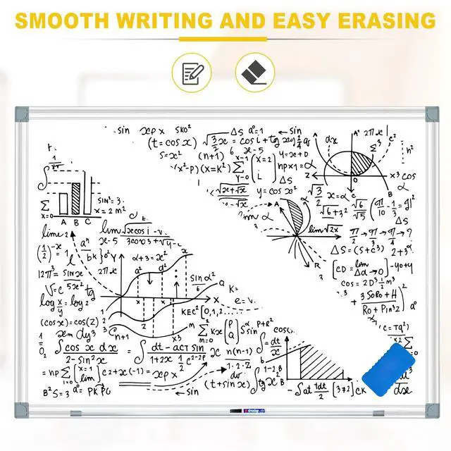 Alt view image 4 of 7 - Dry Erase Board 48 X 36 Inch, 4' X 3' Wall-Mounted White Board with Marker Tray, Presentation Board for Home Office Classroom