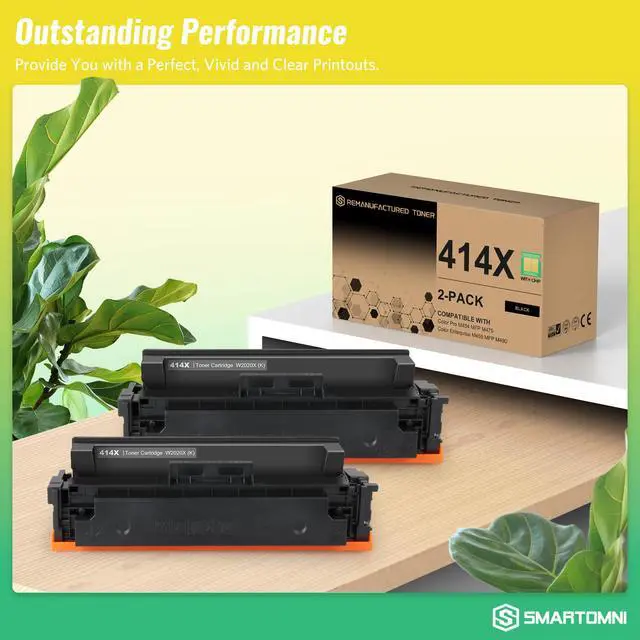 Alt view image 4 of 4 - 414X Black Toner Cartridge High-Yield (with Chip) Compatible Replacement for HP 414X Works with Color Pro MFP M479fdw M479fdn M454dw M454dn M479dw M455dn M480f Printer | W2020X 414A W2020A, Pack of 2