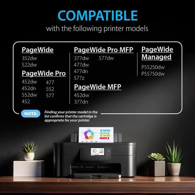 Alt view image 2 of 7 - Compatible Ink Cartridge Replacement for HP 972A 972 A (Set of 2 Black, Combo Pack) to use with HP PageWide Pro 477dw 577dw 452dw 477dn 452dn 577z 552dw 377dw P55250dw Printer