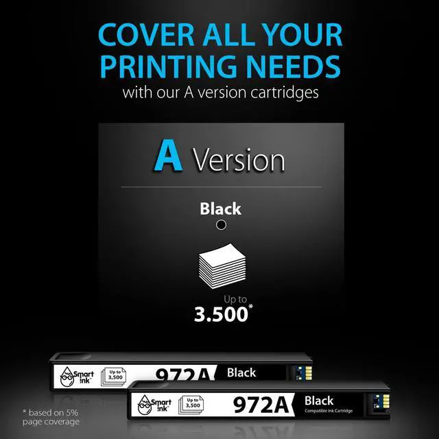 Alt view image 7 of 7 - Compatible Ink Cartridge Replacement for HP 972A 972 A (Set of 2 Black, Combo Pack) to use with HP PageWide Pro 477dw 577dw 452dw 477dn 452dn 577z 552dw 377dw P55250dw Printer