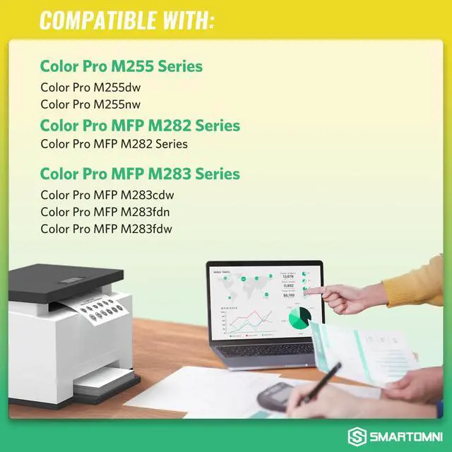 Alt view image 2 of 6 - 206X 206A High Yield Toner Cartridges 4 Pack (with Chip) Works with HP Color Pro MFP M283fdw M283cdw, Pro M255dw M255nw, MFP M282nw M283 M282 M255 Printer | W2110X W2111X W2112X W2113X 206A W2110A