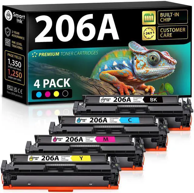 Main image of Compatible 206A Toner Replacement for HP 206A Toner Cartridges 4 Pack 206X with Chip to use with Color Laserjet Pro MFP M283fdw M283cdw Laserjet Pro M255dw M255nw (Black Cyan Magenta Yellow)