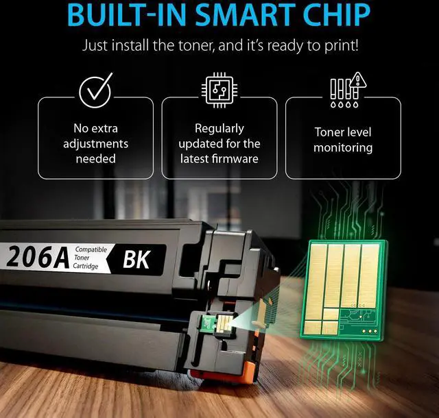 Alt view image 4 of 7 - Compatible 206A Toner Replacement for HP 206A Toner Cartridges 4 Pack 206X with Chip to use with Color Laserjet Pro MFP M283fdw M283cdw Laserjet Pro M255dw M255nw (Black Cyan Magenta Yellow)