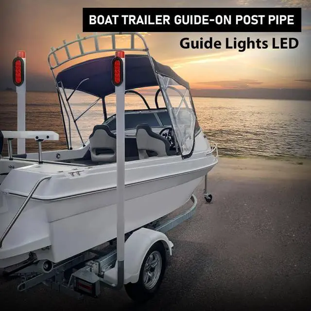 Alt view image 2 of 7 - Boat Trailer Guide-on Post Pipe Guide Lights LED Compatible with Standard 2" PVC for Guide ons Post Sealed Submersible Turn Signal Brake Marker Reverse