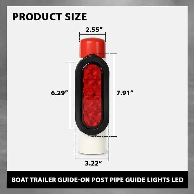 Alt view image 3 of 7 - Boat Trailer Guide-on Post Pipe Guide Lights LED Compatible with Standard 2" PVC for Guide ons Post Sealed Submersible Turn Signal Brake Marker Reverse