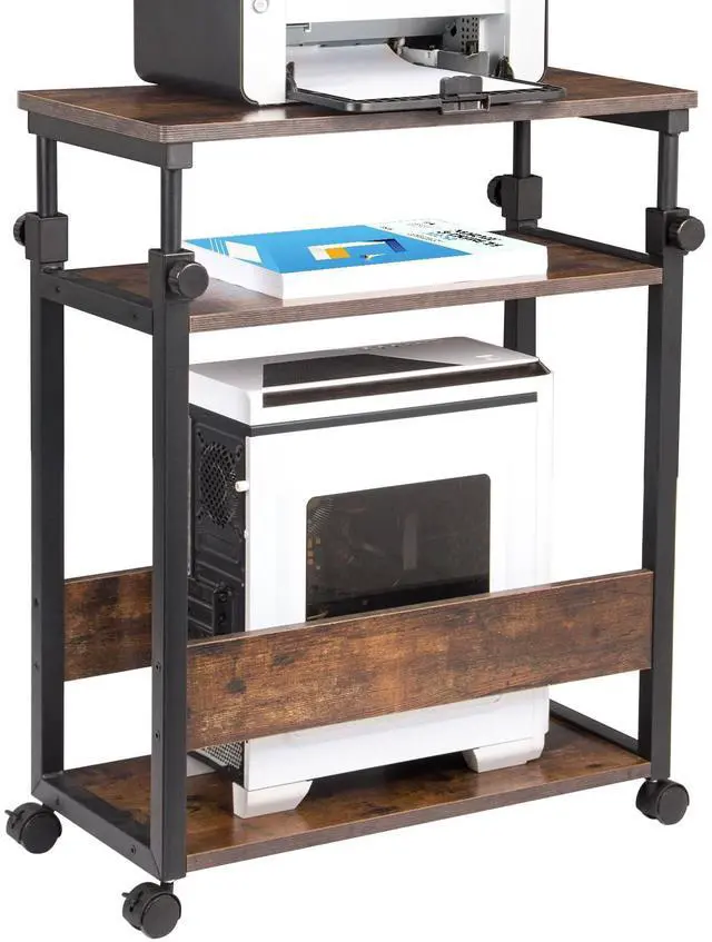 Main image of Height Adjustable Computer Tower Stand, Top Adjustable 24"Wx12"Dx23"-38"H | Printer Stands with Wheels, PC Tower Stand, Printer Table for Home Office, Holds Up to 132 lbs (Fits Tower Lower Than 19")