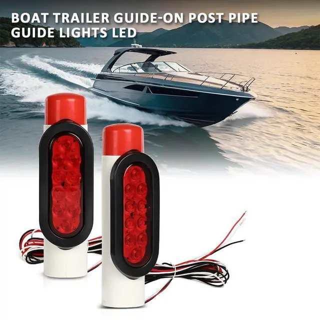 Alt view image 7 of 7 - Boat Trailer Guide-on Post Pipe Guide Lights LED Compatible with Standard 2" PVC for Guide ons Post Sealed Submersible Turn Signal Brake Marker Reverse
