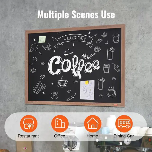 Alt view image 7 of 7 - VEOVR Magnetic Chalk Board, Hanging Message Signs with Chalks & Eraser, Vintage Wooden Chalkboard Sign, Rustic Brown Framed Calendar and Bulletin Combo Boards, 35"x46", Kitchen, Home Decor, Wedding