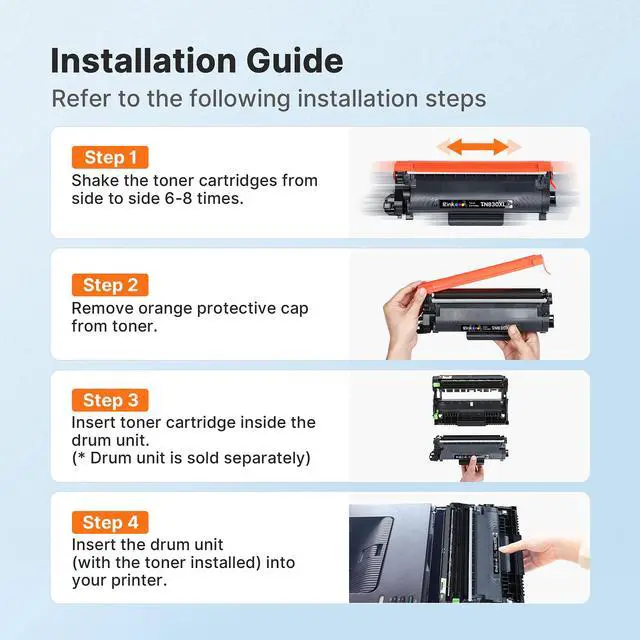 Alt view image 7 of 7 - Compatible TN830XL Toner Cartridge Replacement for Brother TN830XL TN830 TN 830 Toner Cartridges with Brother DCP-L2640DW HL-L2460DW HL-L2480DW HL-L2400D HL-L2405W Printer (4 x TN830XL Toner)