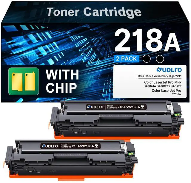 Main image of 218A Black Toner Cartridges 2 Pack Work for HP 3301fdw 3301cdw 3301sdw | Compatible for HP 218A toner cartridges for HP color laserjet pro mfp 3301sdw 3301fdw 3301cdw 3201dw 218 W2180A Black Toner