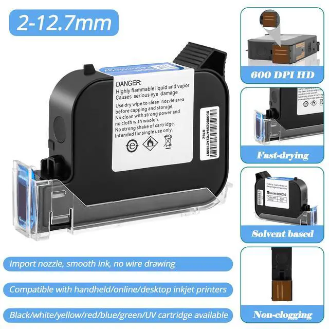 Alt view image 4 of 7 - Original High Adhesion Fast-Drying Black Solvent Ink Cartridge 42ml for 0.5in/12.7mm Handheld Inkjet Printers