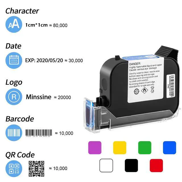 Alt view image 5 of 7 - Original High Adhesion Fast-Drying Black Solvent Ink Cartridge 42ml for 0.5in/12.7mm Handheld Inkjet Printers