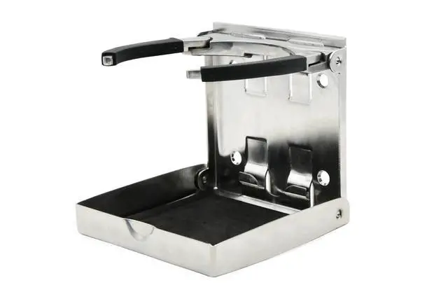 Alt view image 3 of 7 - Folding Cup Holders for Boats 4"x4", Adjustable Folding Cup Holder 2-5/8"~3-1/2", 304 Stainless Steel Boat Cup Holder, Stainless Boat Cup Holders for Drinks