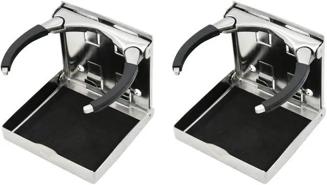Main image of Folding Cup Holders for Boats 4"x4", Adjustable Folding Cup Holder 2-5/8"~3-1/2", 304 Stainless Steel Boat Cup Holder, Stainless Boat Cup Holders for Drinks