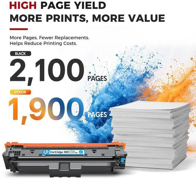 Alt view image 2 of 7 - 069 069H Toner Cartridge Set MF753Cdw MF751Cdw MF750C Series | Compatible for Canon 069 069H Color ImageCLASS LBP674C LBP674Cdw MF752Cdw Printer Ink 4 Pack |Black Cyan Magenta Yellow