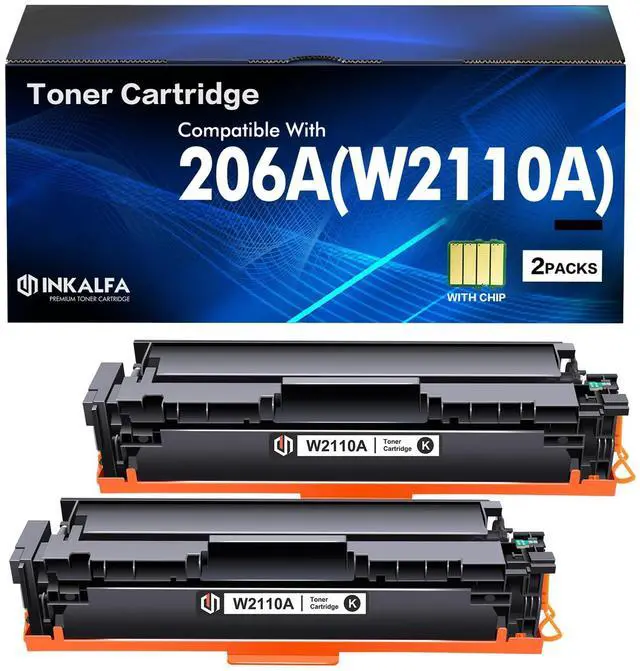 Main image of 206A Black Toner Cartridge 2 Pack M283cdw W2110A 206X W2110X | Replacement for HP 206A Work for HP Color LaserJet Pro MFP M283fdw M255dw M283 M255 Printer Ink High Yield (with Chip)