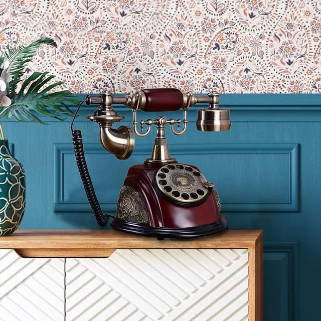 Alt view image 3 of 7 - Rotary Phone, European Style Antique Landline Vintage Telephone Retro Landline Phone Old Fashioned Corded Phone for Home and Office