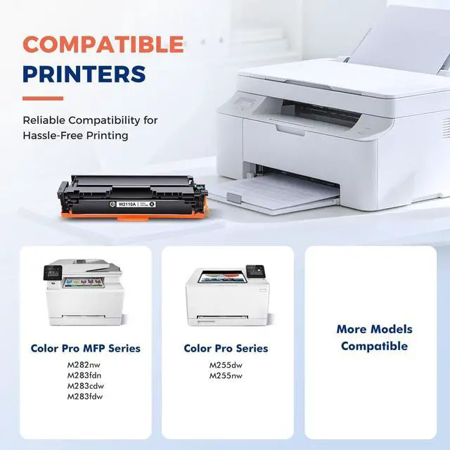 Alt view image 4 of 7 - 206A Black Toner Cartridge 2 Pack M283cdw W2110A 206X W2110X | Replacement for HP 206A Work for HP Color LaserJet Pro MFP M283fdw M255dw M283 M255 Printer Ink High Yield (with Chip)