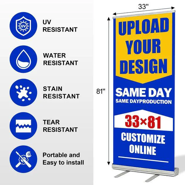 Alt view image 3 of 7 - Custom Retractable Banner with Stand, Personalized banners customize, Full Color Pop Up Banner Sign for Events, Trade Shows, and Business Promotion, Advertising, Family (style 1)
