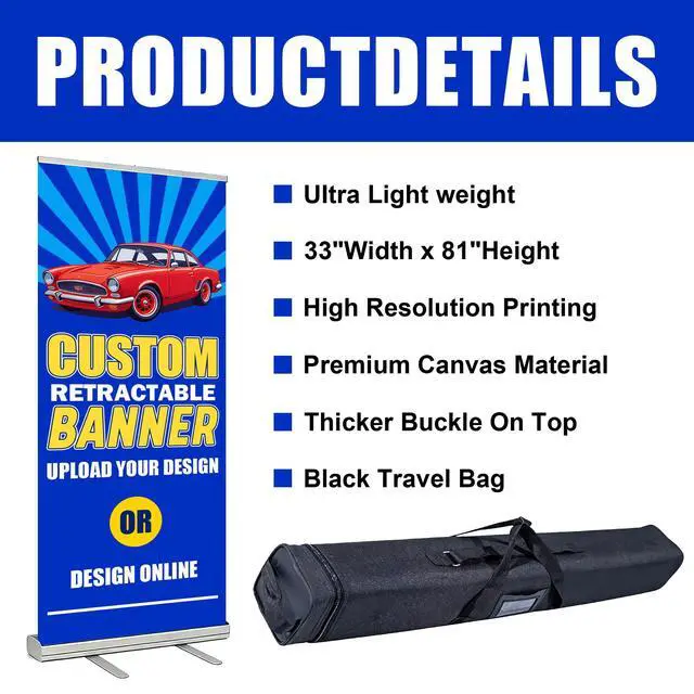Alt view image 2 of 7 - Custom Retractable Banner with Stand, Personalized banners customize, Full Color Pop Up Banner Sign for Events, Trade Shows, and Business Promotion, Advertising, Family (style 1)
