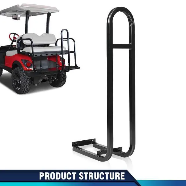 Alt view image 2 of 7 - Black Universal Golf Cart Rear Seat Safety Grab Bar Fit for EZGO, Club Car and Yamaha