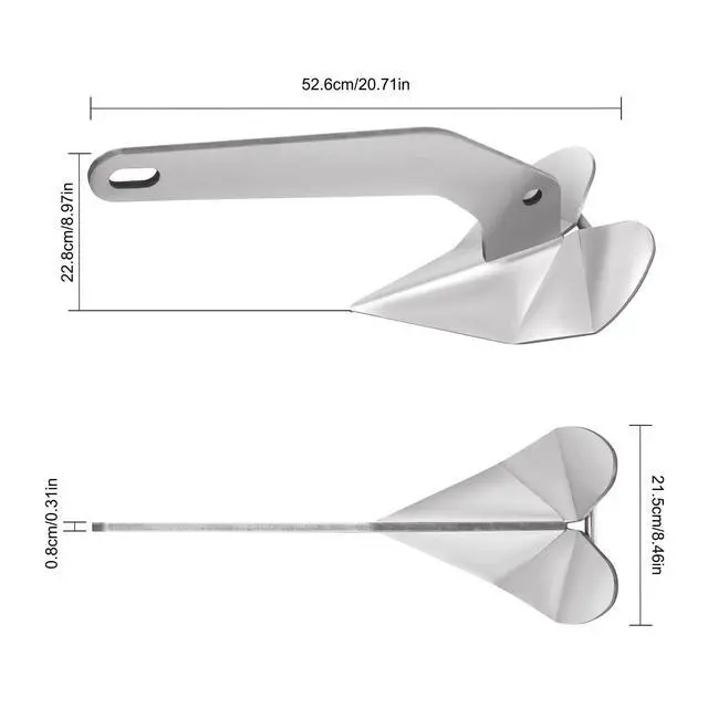 Alt view image 2 of 7 - 316 Stainless Steel Boat Anchor, 10LBS Delta Style Boat an-chor, Silver Wing Style Triangle Anchor, Heavy Duty Marine Grade Triangle an-chor for Pontoon, Fishing Boats, Sport Boats, Sailboats