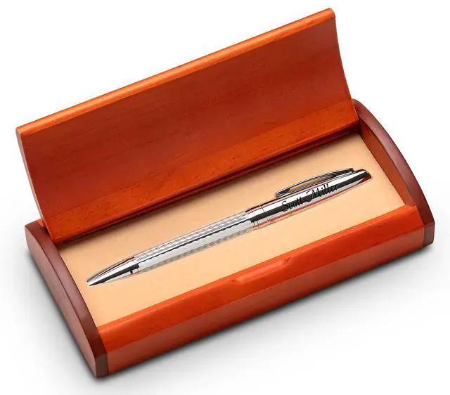 Alt view image 3 of 4 - Diamond Cut Personalized Ballpoint Pen with Wood Box for Doctors with Custom Engraving