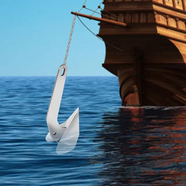 Alt view image 3 of 7 - 316 Stainless Steel Boat Anchor, 10LBS Delta Style Boat an-chor, Silver Wing Style Triangle Anchor, Heavy Duty Marine Grade Triangle an-chor for Pontoon, Fishing Boats, Sport Boats, Sailboats