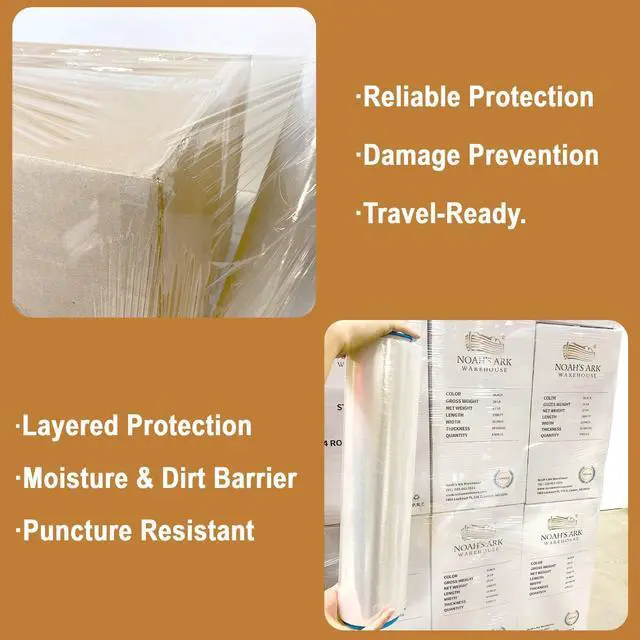 Alt view image 5 of 7 - 18" x 1500FT Industrial Class Pallet Wrap, 80 Gauge Heavy-Duty Stretch Film, Clear for Warehouse Packing, Adhering Packing Moving Packaging