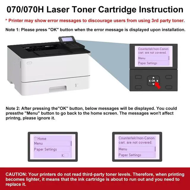 Alt view image 2 of 7 - 070 Toner Cartridge Compatible for Canon 070 Toner Cartridge Compatible for Canon imageCLASS MF465dw MF462dw LBP246dw LBP247dw Printer (2 Pack)