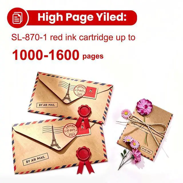 Alt view image 3 of 6 - SL-870-1 Postage Red Ink Cartridge Compatible for Pitney Bowes SL-870-1 New SendPro Mailstation Postage Meter (CSD1) - 2 Pack 18ML SL-870-1 XXL Fluorescent Red Ink Cartridge