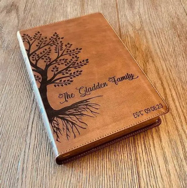 Alt view image 4 of 7 - Personalized Family Bible, Custom Engraved NKJV Wide-Margin Family Tree Bible for Weddings and Anniv. Gifts