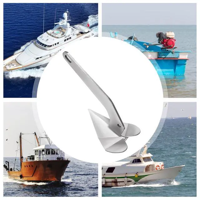 Alt view image 7 of 7 - 316 Stainless Steel Boat Anchor, 10LBS Delta Style Boat an-chor, Silver Wing Style Triangle Anchor, Heavy Duty Marine Grade Triangle an-chor for Pontoon, Fishing Boats, Sport Boats, Sailboats