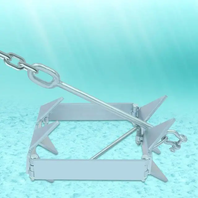 Alt view image 4 of 7 - Galvanized Steel Boat Anchor, 13LBS Foldable Boat Slide Box Anchor, Silver Square Bo-at Sliding Cube an-chor, Heavy Duty Marine Grade an-chor for Pontoon, Fishing Bo-ATS, Sport Boats, Sailboats