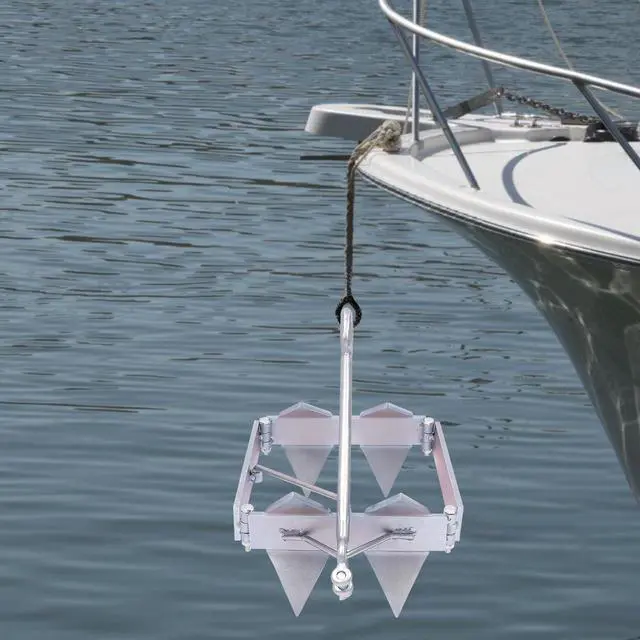Alt view image 5 of 7 - Galvanized Steel Boat Anchor, 13LBS Foldable Boat Slide Box Anchor, Silver Square Bo-at Sliding Cube an-chor, Heavy Duty Marine Grade an-chor for Pontoon, Fishing Bo-ATS, Sport Boats, Sailboats