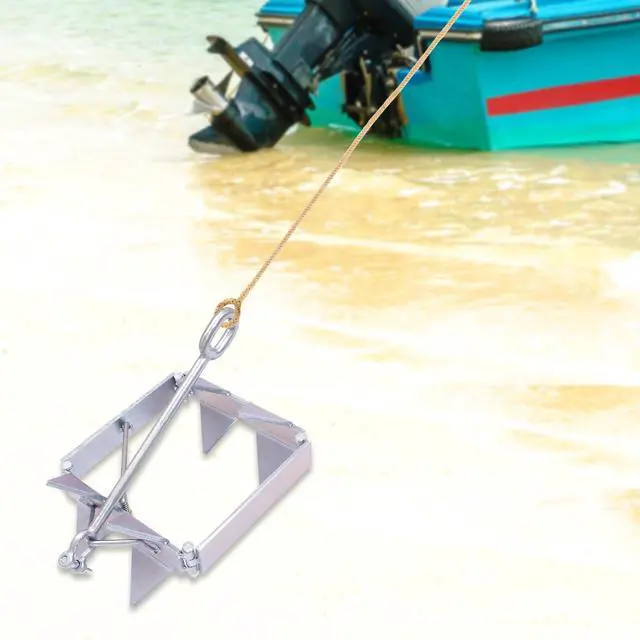 Alt view image 6 of 7 - Galvanized Steel Boat Anchor, 13LBS Foldable Boat Slide Box Anchor, Silver Square Bo-at Sliding Cube an-chor, Heavy Duty Marine Grade an-chor for Pontoon, Fishing Bo-ATS, Sport Boats, Sailboats