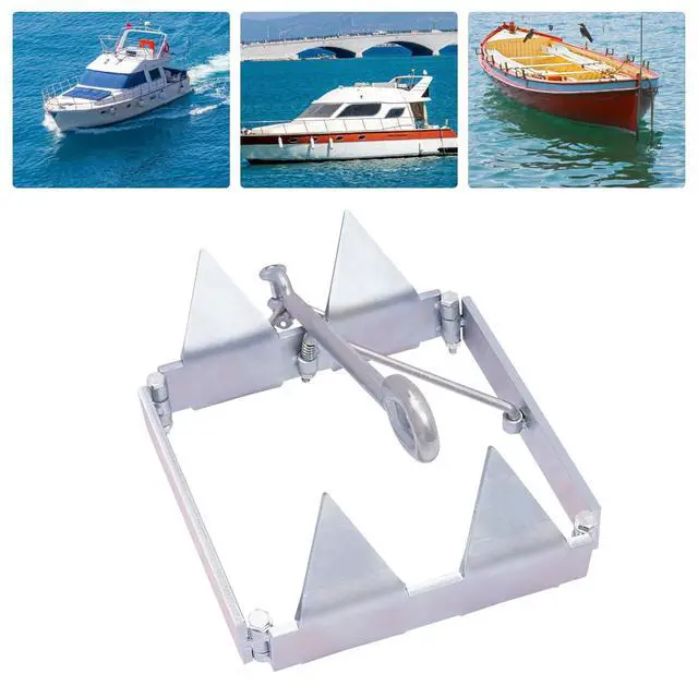 Alt view image 7 of 7 - Galvanized Steel Boat Anchor, 13LBS Foldable Boat Slide Box Anchor, Silver Square Bo-at Sliding Cube an-chor, Heavy Duty Marine Grade an-chor for Pontoon, Fishing Bo-ATS, Sport Boats, Sailboats