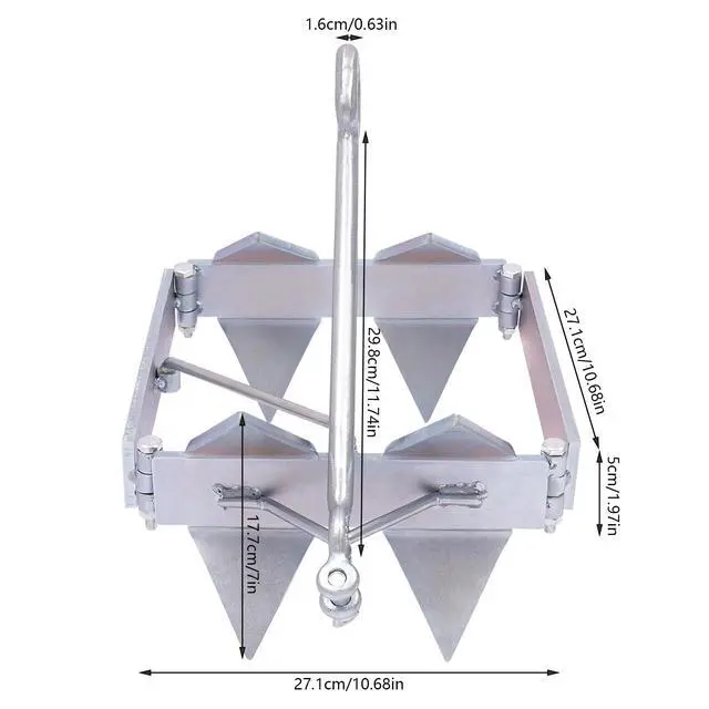 Alt view image 2 of 7 - Galvanized Steel Boat Anchor, 13LBS Foldable Boat Slide Box Anchor, Silver Square Bo-at Sliding Cube an-chor, Heavy Duty Marine Grade an-chor for Pontoon, Fishing Bo-ATS, Sport Boats, Sailboats