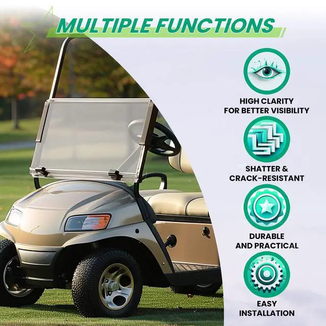 Alt view image 3 of 7 - Golf Cart Foldable Windshield Compatible with 2004-UP CC Club Car Precedent XF I2 I2L I3 Fold Down Windscreen