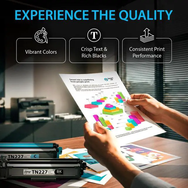 Alt view image 7 of 7 - Compatible TN227 High Yield Toner Cartridge 5 Pack (2BK/C/M/Y) Replacement for Brother TN-227 TN-223 TN223bk TN227bk to use with MFC-L3770CDW HL-L3290CDW HL-L3270CDW MFC-L3710CW HL-L3210CW