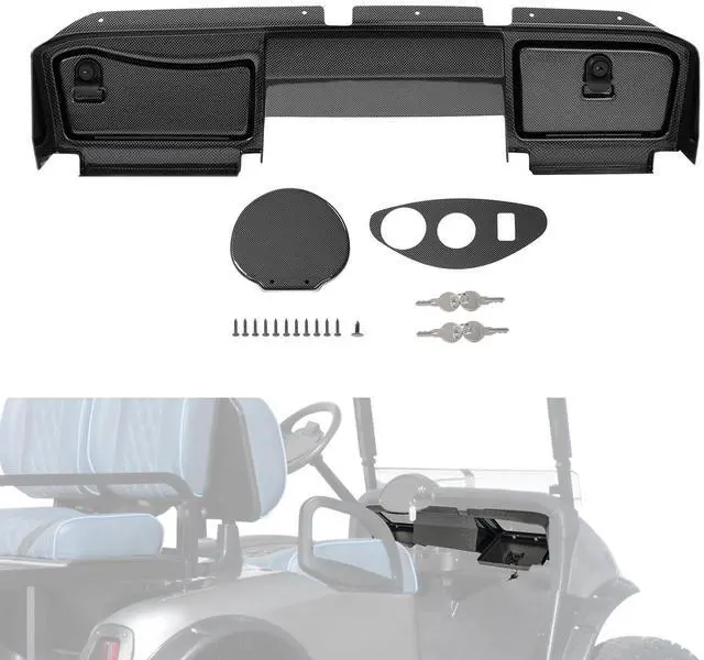 Main image of Dashboard Cover w/Locking Doors Compatible with 2008-2014 EZGO RXV Gas/Electric Models Golf Cart Front Dash Cover Carbon Fiber Color