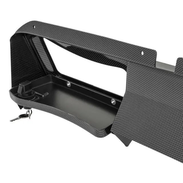 Alt view image 7 of 7 - Dashboard Cover w/Locking Doors Compatible with 2008-2014 EZGO RXV Gas/Electric Models Golf Cart Front Dash Cover Carbon Fiber Color